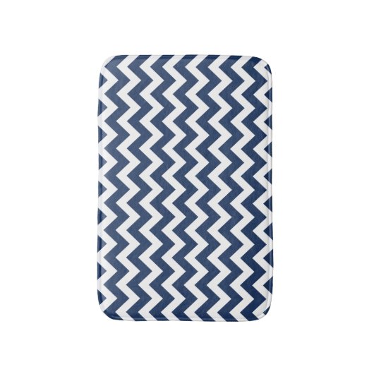 Zickzack Navy Blue Modern Pattern Bath Mat Badematte (Vorderseite Vertikal)
