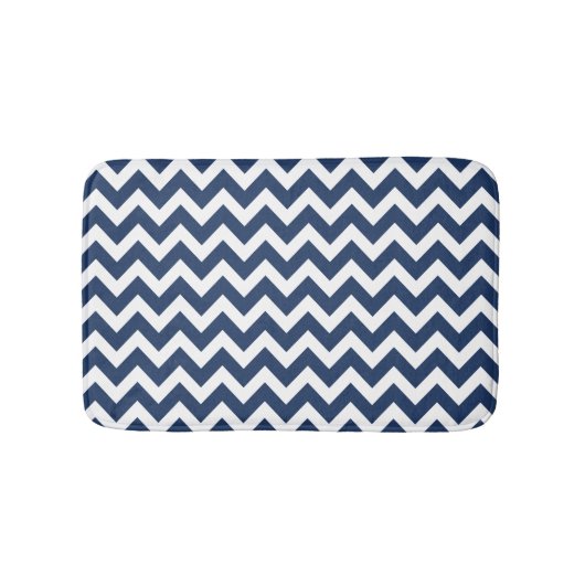 Zickzack Navy Blue Modern Pattern Bath Mat Badematte (Vorderseite)