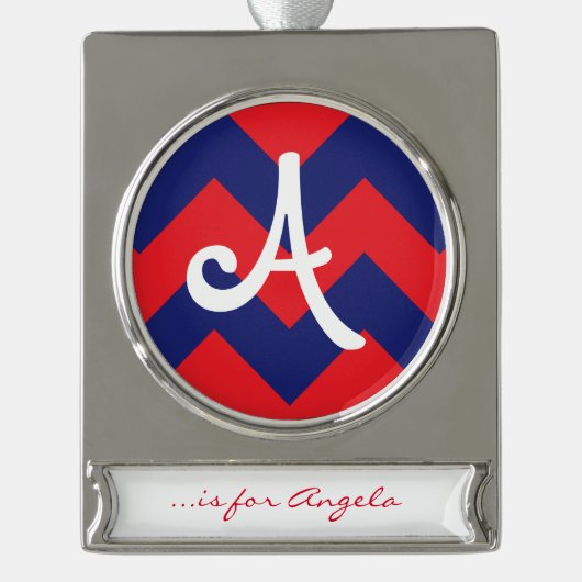 Zickzack | Navy Blue & Red | Typ/Größe | Banner-Ornament Silber (Vorderseite)