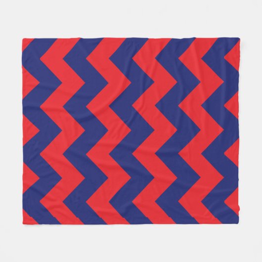 Zickzack | Navy Blue & Red | Typ/Größe | Benutzerd Fleecedecke (Vorderseite (Horizontal))