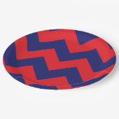 Zickzack | Navy Blue & Red | Typ/Größe | Benutzerd Pappteller (Schrägansicht)