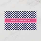 Zickzack Navy Blue und Hot Pink Monogram Visitenkarte (Rückseite)