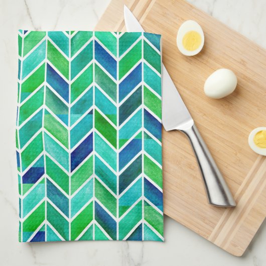 Zickzack Navy-Leaf Geschirrtuch (Viertel Falte)