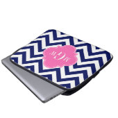 Zickzack Navy LG Hot Pink #2 Quatrefolie 3 Monogra Laptopschutzhülle (Vorne Knopf)