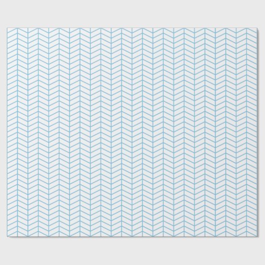 Zickzack Papier - hellblau auf Weiß Geschenkpapier (Flach)