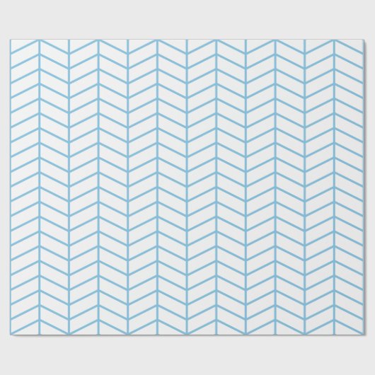 Zickzack Papier - hellblau auf Weiß |XL| Geschenkpapier (Flach)