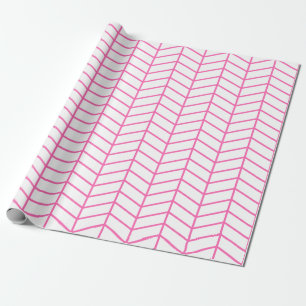 Zickzack Papier - Rosa auf Weiß XL Geschenkpapier