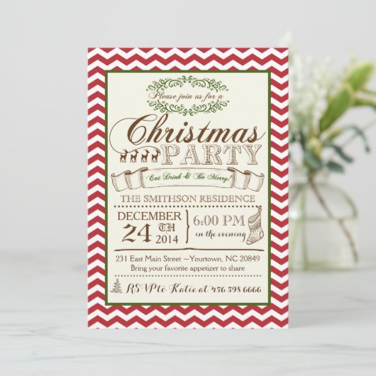 Zickzack Party Einladung (Stehend Vorderseite)