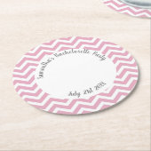 Zickzack Party in Rosa und Weiß Runder Pappuntersetzer (Angewinkelt)