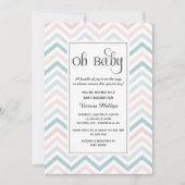 Zickzack Pastel Baby Dusche Einladung (Vorderseite)