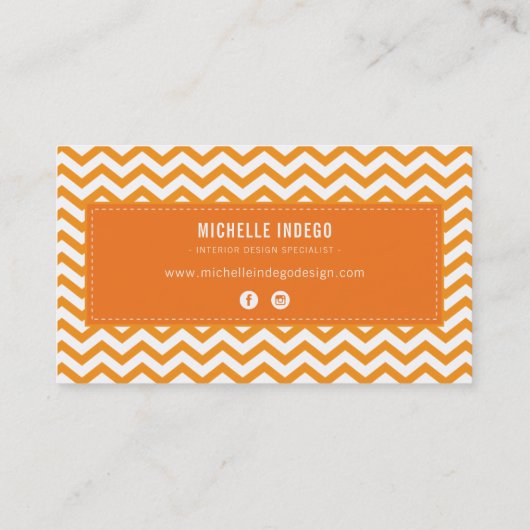 ZICKZACK PATTERN Preppy modern hell fett orange Visitenkarte (Rückseite)