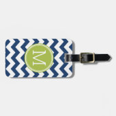 Zickzack Pattern Single Monogram - Navy Limon Gepäckanhänger (Vorderseite horizontal)