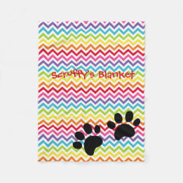 Zickzack Paw-Druck für den Hundenamen individuell Fleecedecke