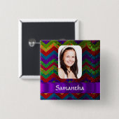 Zickzack personalisierte Fotovorlage Button (Vorne & Hinten)