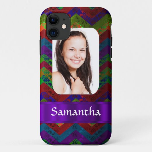 Zickzack personalisierte Fotovorlage Case-Mate iPhone Hülle (Rückseite)
