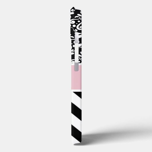 Zickzack Personalisiertes Schwarzweißrosa Case-Mate iPhone Hülle (Rückseite / Links)