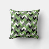 Zickzack Pfeil grün, weiß, grau und schwarz Kissen (Rückseite)