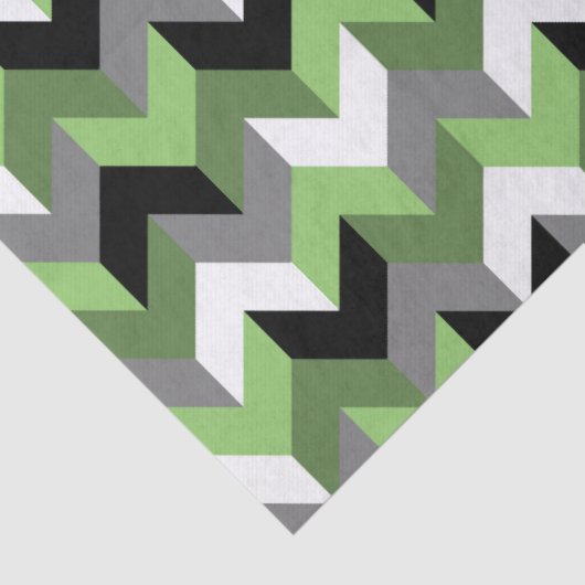 Zickzack Pfeil grün, weiß, grau und schwarz Seidenpapier (Detail)