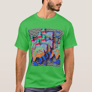 Zickzack Pferde und Reiter grün T-Shirt