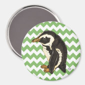 Zickzack Pinguin grün Magnet (Vorderseite/Rückseite)