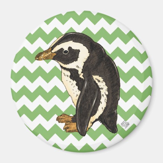Zickzack Pinguin grün Magnet (Vorne)