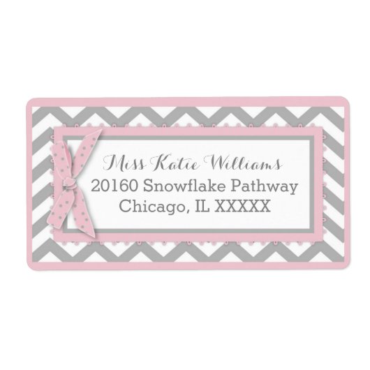 Zickzack Pink Polka-dot Bow Baby Girl Label (Vorne)