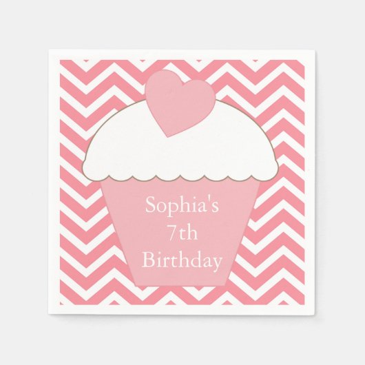 Zickzack Pink Serviette (Vorderseite)