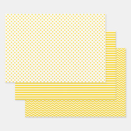 Zickzack Polka-Dosen aus goldgelben und weißen Str Geschenkpapier Set