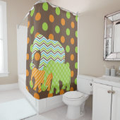 Zickzack Polka Dots Streifen farbenfrohe Elefanten Duschvorhang (Beispiel)