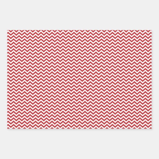 Zickzack Polka-Punkte aus dunkelroten und weißen S Geschenkpapier Set (Vorderseite 3)