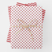 Zickzack Polka-Punkte aus dunkelroten und weißen S Geschenkpapier Set (Beispiel)