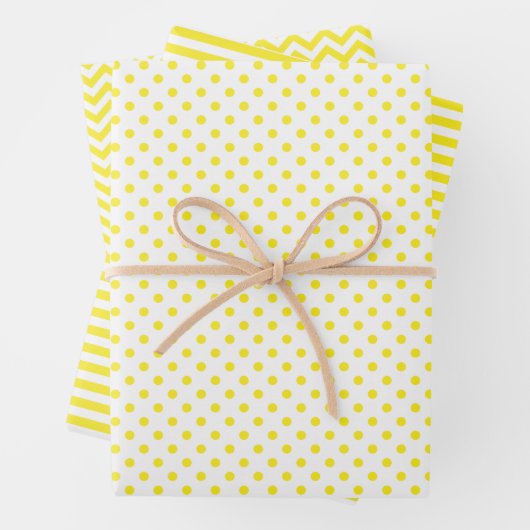 Zickzack Polka-Punkte aus Gelb und Weiß Geschenkpapier Set (Beispiel)
