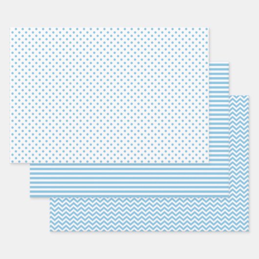Zickzack Polka-Punkte aus hellblauen und weißen St Geschenkpapier Set (Set)