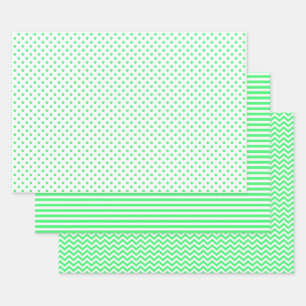 Zickzack Polka-Punkte aus hellgrünen und weißen  Geschenkpapier Set