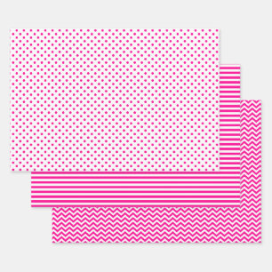 Zickzack Polka-Punkte aus Pink und Weiß Geschenkpapier Set