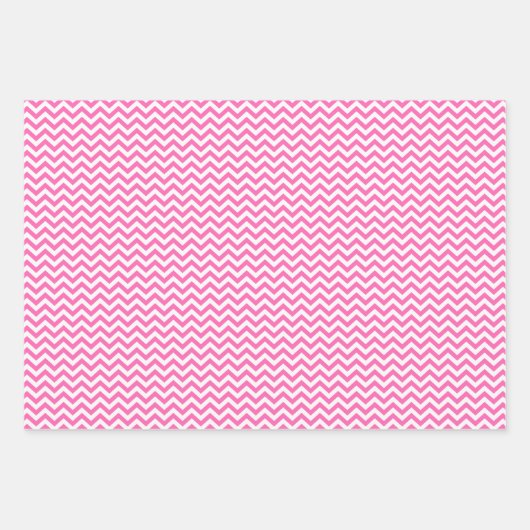 Zickzack Polka-Punkte aus rosa und weißen Streifen Geschenkpapier Set (Vorderseite 3)