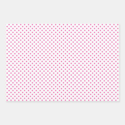 Zickzack Polka-Punkte aus rosa und weißen Streifen Geschenkpapier Set (Vorderseite)