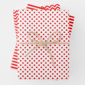 Zickzack Polka-Punkte aus Rot und Weiß-Streifen Geschenkpapier Set (Beispiel)
