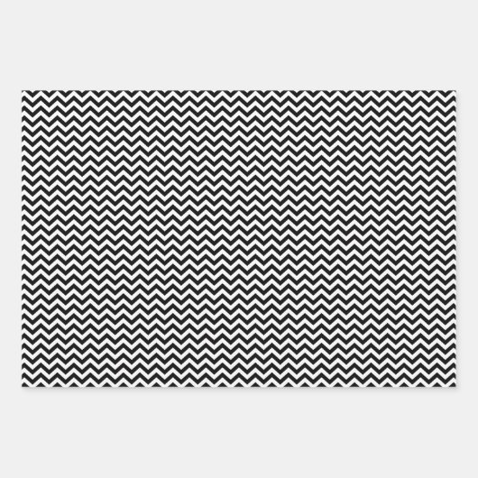 Zickzack Polka-Punkte aus schwarzen und weißen Str Geschenkpapier Set (Vorderseite 3)