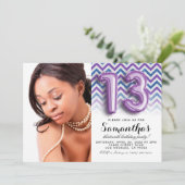 Zickzack Portrait zum 13. Geburtstag Einladung (Stehend Vorderseite)