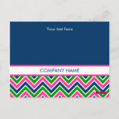 Zickzack Postkarte für Preppy Monogramm - Rosa/Nav (Rückseite)