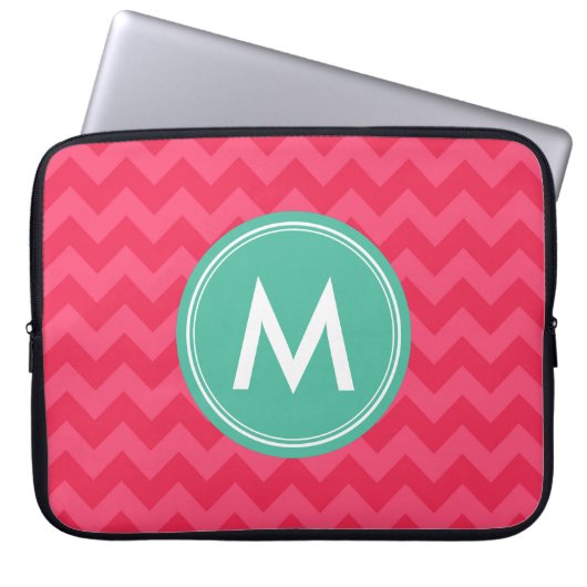 Zickzack Preppy in rosa Monogramm Laptopschutzhülle (Vorderseite)