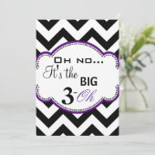 Zickzack Print Dirty 30 lädt Lila ein Einladung (Stehend Vorderseite)