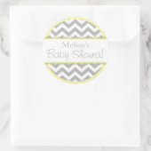 Zickzack Print & gelbe Kontrast Babydusche Runder Aufkleber (Tasche)