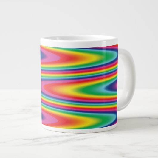 Zickzack-psychedelisches Regenbogen-Muster Jumbo-Tasse (Vorderseite Rechts)
