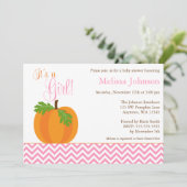 Zickzack Pumpkin Fall Girl Babydusche Einladung (Stehend Vorderseite)