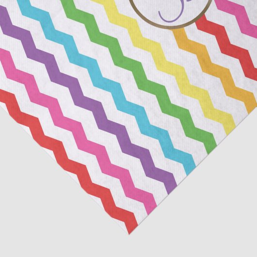 Zickzack Rainbow Print Monogram Letter Initial Seidenpapier (Ausschnitt)