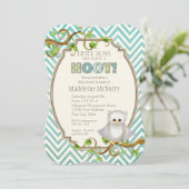 Zickzack Raspelhoowl Kleine Kinderdusche Einladung (Stehend Vorderseite)