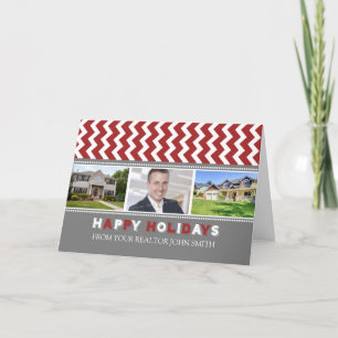 Zickzack Red Realtor Happy Holidays Fotokarte Feiertagskarte