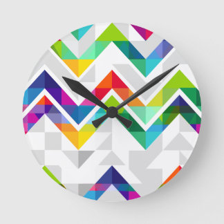 Zickzack Regenbogen Runde Wanduhr